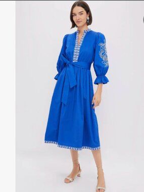 NWT Hyacinth House Royal Blue Embroidered Dowling Midi Dress - XL